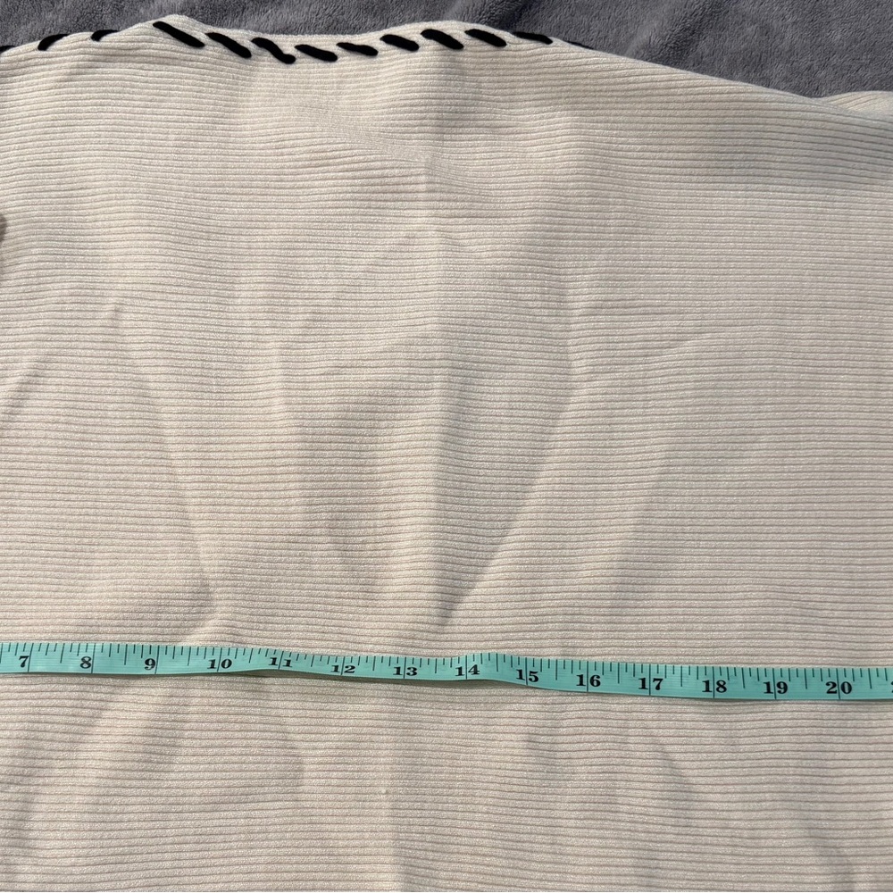 Philosophy Cream Color Off-Shoulder Sweater with Black Whipstitch. Size Medium. - Picture 7 of 8